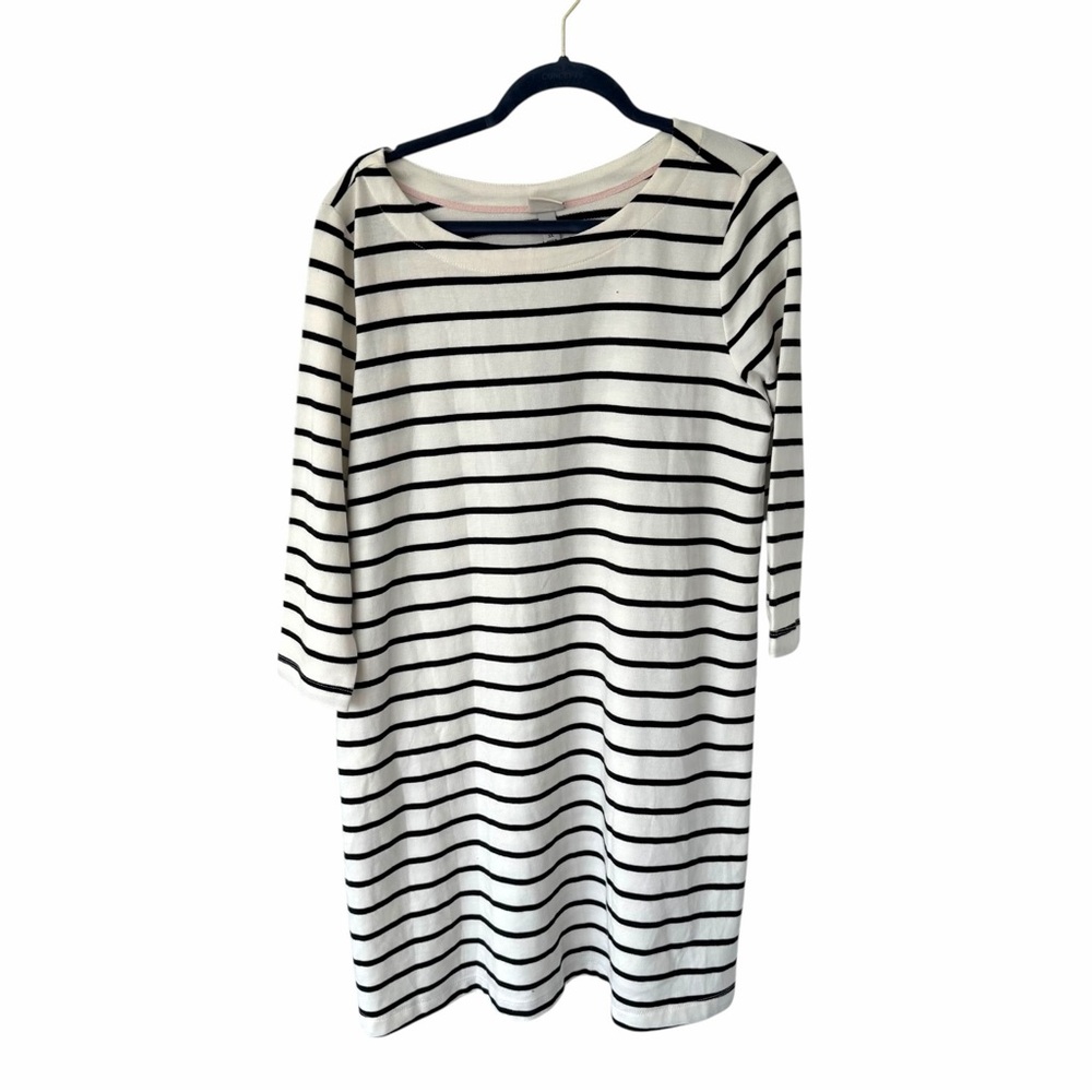 A New Day Womens XL Black White Striped 3/4 Sleeve Tunic Top Casual Stretch